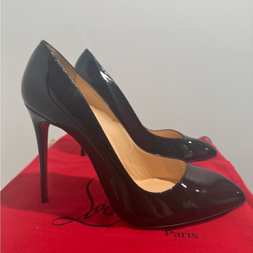 New Christian Louboutin Corneille 100mm Patent Pump – Black – Size 41